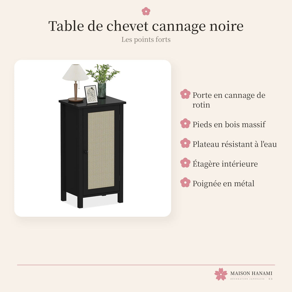 Table de chevet noire en cannage – photo 4