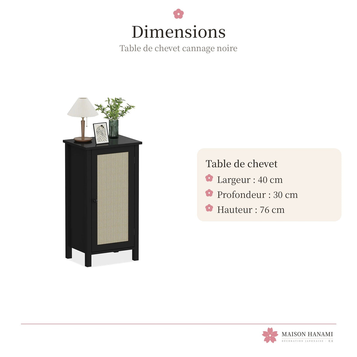 Table de chevet noire en cannage – photo 5