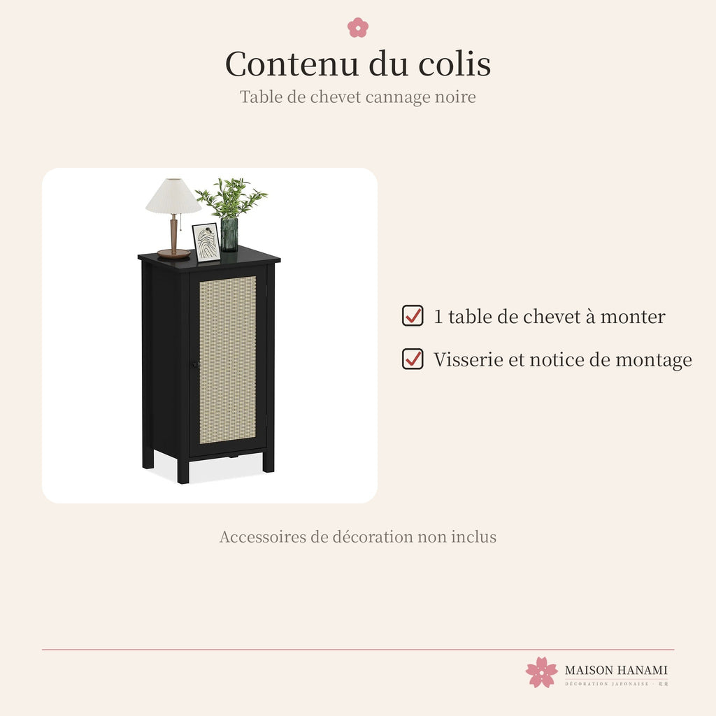 Table de chevet noire en cannage – photo 6