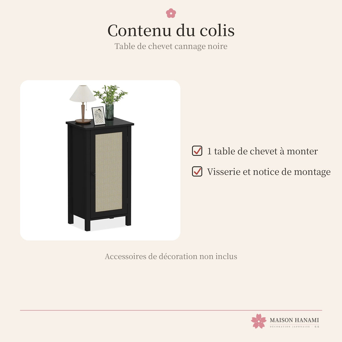 Table de chevet noire en cannage – photo 6