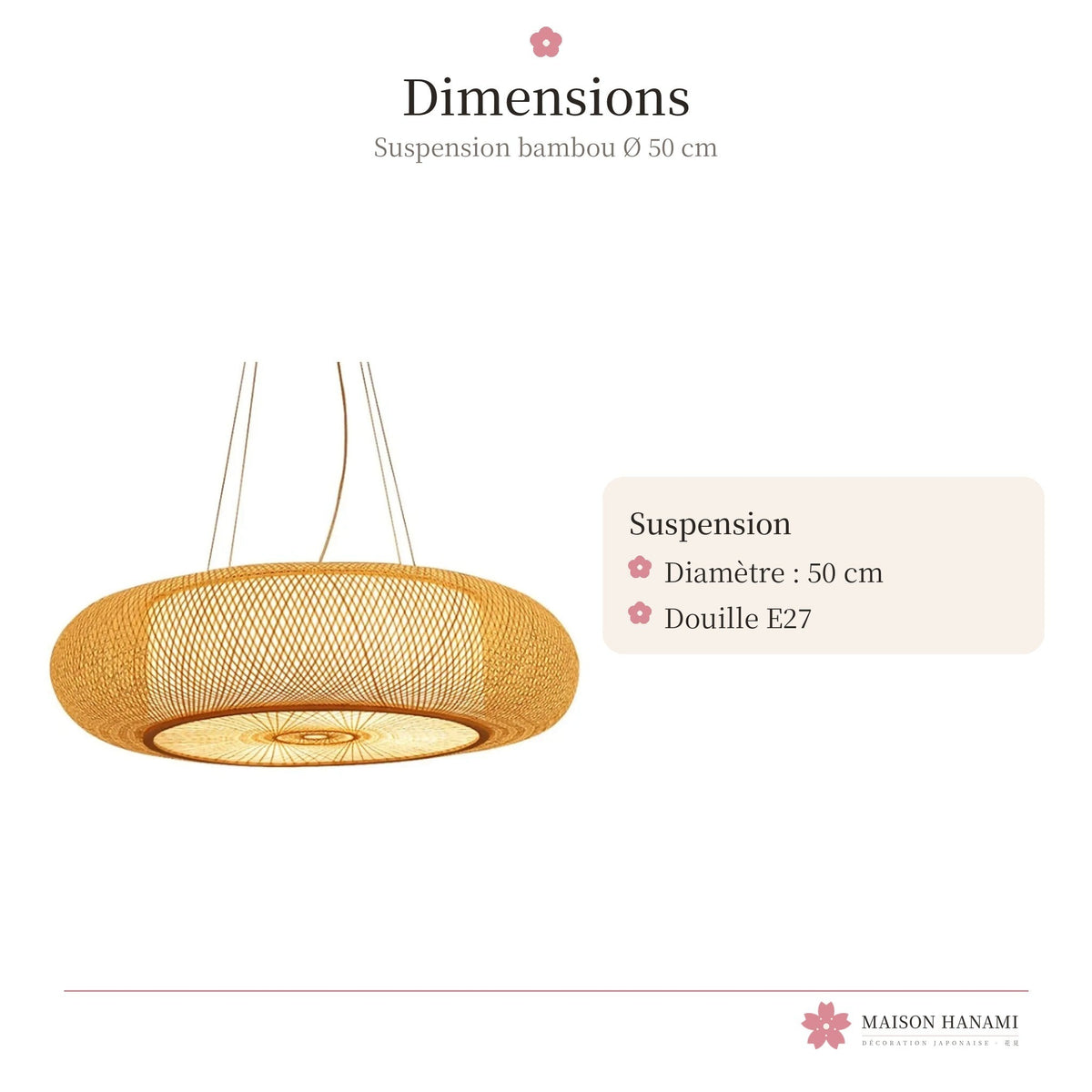 Suspension japonaise en bambou tressé Ø 50 cm – photo 5