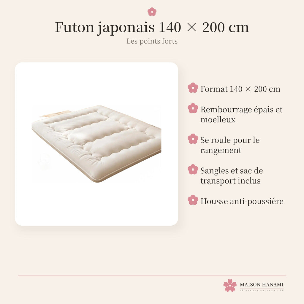 Futon japonais 140 × 200 cm – photo 4