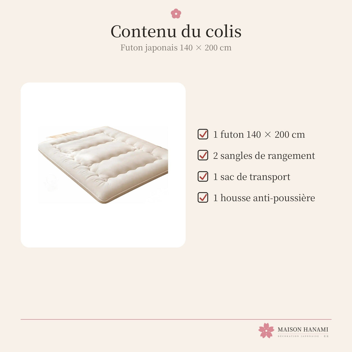 Futon japonais 140 × 200 cm – photo 6