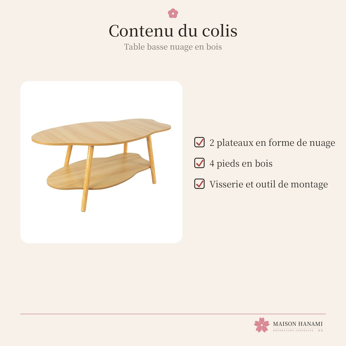 Table basse nuage en bois – photo 6