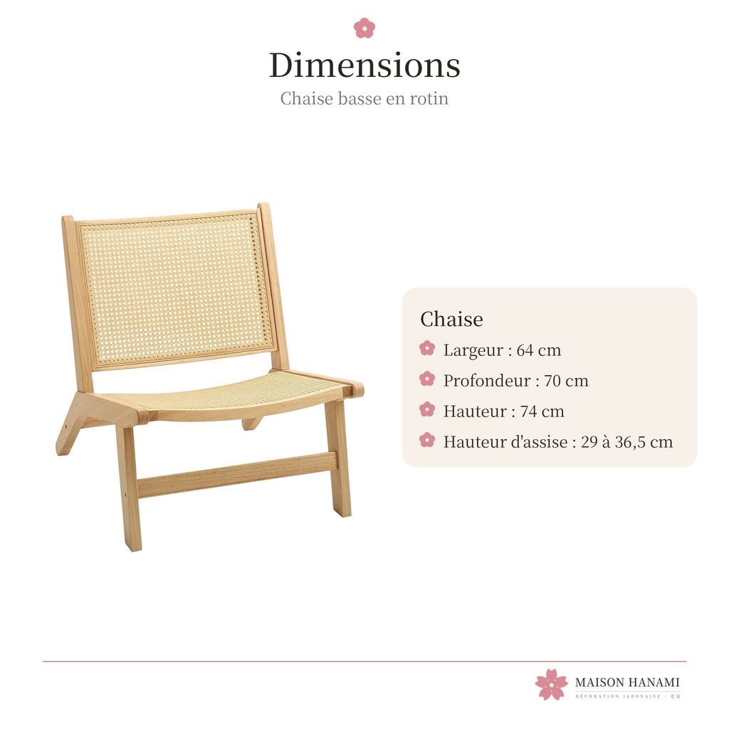 Chaise basse de lecture en rotin et bois – photo 5