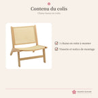 Chaise basse de lecture en rotin et bois – photo 6