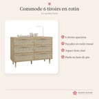 Commode 6 tiroirs en rotin – photo 4
