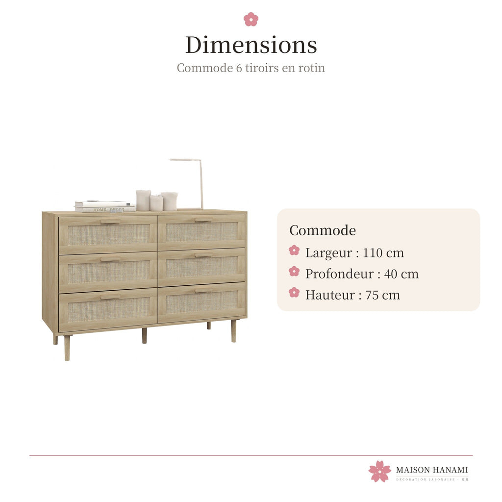 Commode 6 tiroirs en rotin – photo 5