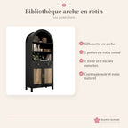 Bibliothèque en arche noire avec portes en rotin – photo 4