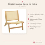 Chaise longue basse en rotin et bois – photo 4