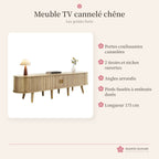 Meuble TV cannelé 175 cm finition chêne – photo 3