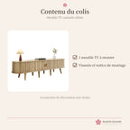 Meuble TV cannelé 175 cm finition chêne – photo 5