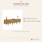 Meuble TV cannelé 175 cm finition bois naturel – photo 6