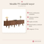 Meuble TV cannelé 175 cm finition noyer – photo 3