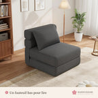 Fauteuil futon convertible en lit 1 place – gris anthracite