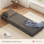 Fauteuil futon convertible en lit 1 place – gris anthracite