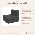 Fauteuil futon convertible en lit 1 place – gris anthracite