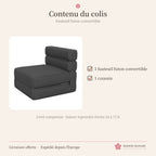 Fauteuil futon convertible en lit 1 place – gris anthracite