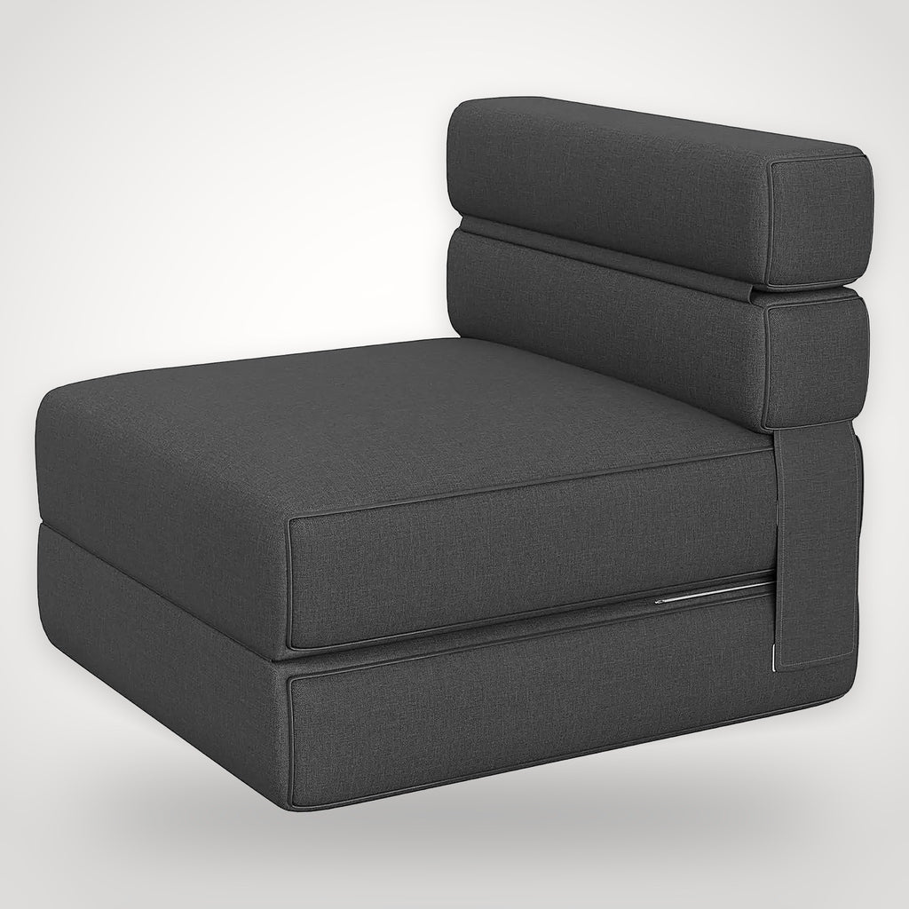 Fauteuil futon convertible en lit 1 place – gris anthracite
