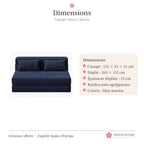 Canapé futon convertible 2 places en velours côtelé – bleu marine