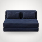 Canapé futon convertible 2 places en velours côtelé – bleu marine