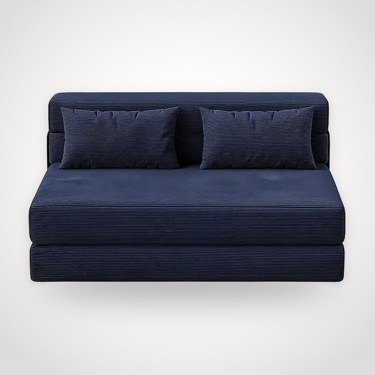 Canapé futon convertible 2 places en velours côtelé – bleu marine