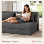 Canapé futon convertible 2 places en velours côtelé – gris anthracite