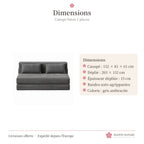 Canapé futon convertible 2 places en velours côtelé – gris anthracite