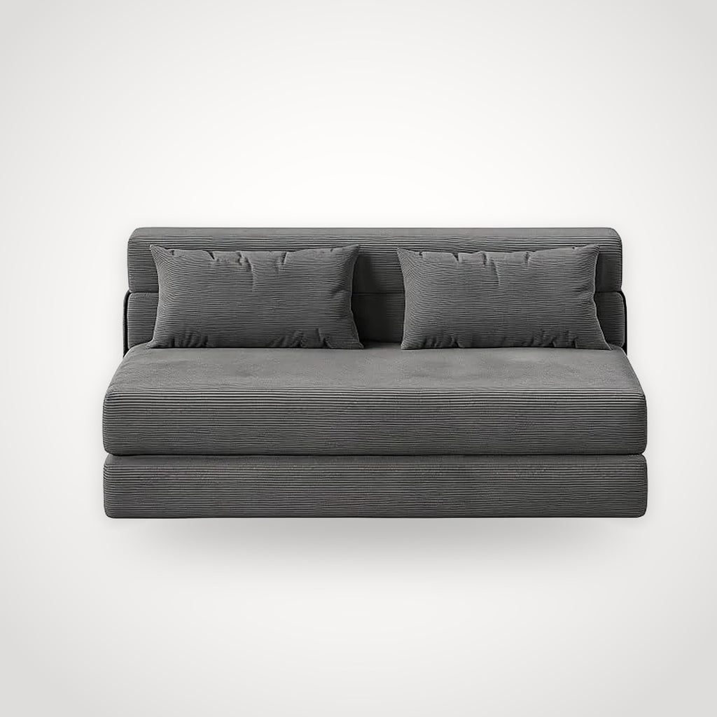 Canapé futon convertible 2 places en velours côtelé – gris anthracite