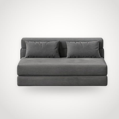 Canapé futon convertible 2 places en velours côtelé – gris anthracite