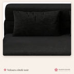 Canapé futon convertible 2 places en velours côtelé – noir