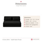 Canapé futon convertible 2 places en velours côtelé – noir