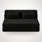 Canapé futon convertible 2 places en velours côtelé – noir