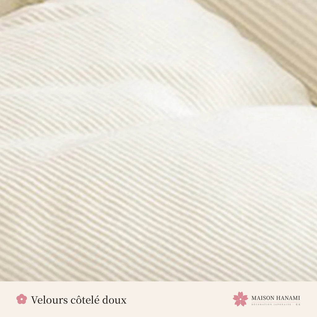 Fauteuil futon 5 positions en velours côtelé – blanc cassé
