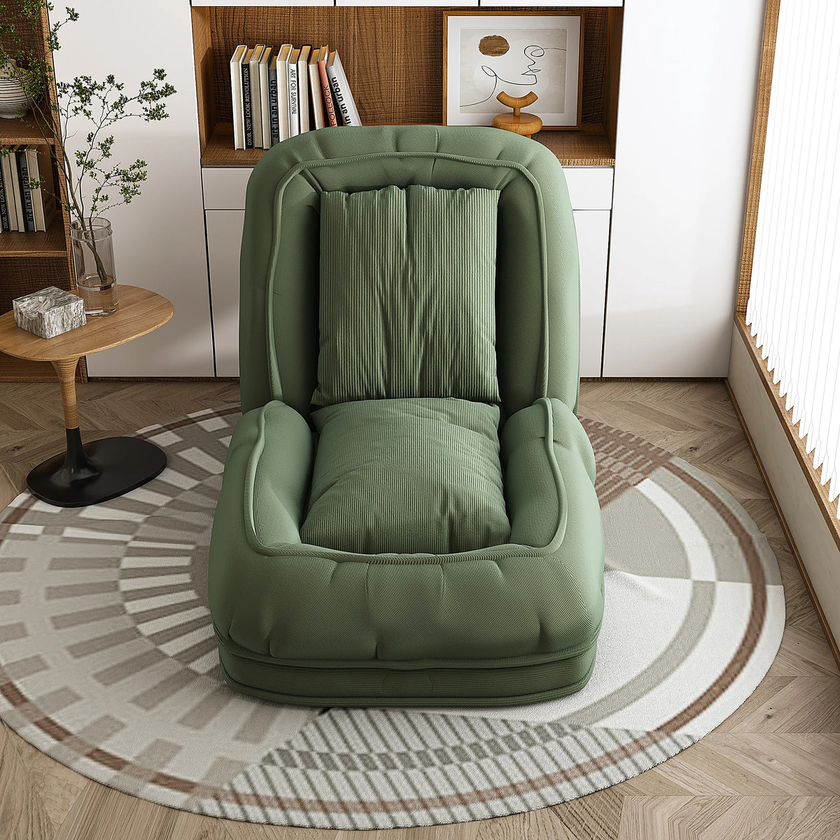Fauteuil futon 5 positions en velours côtelé – vert