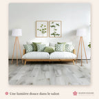 Lampadaire trépied en bois et tissu blanc – photo 2