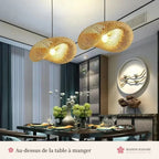 Lustre en bambou tressé japonais Ø 80 cm