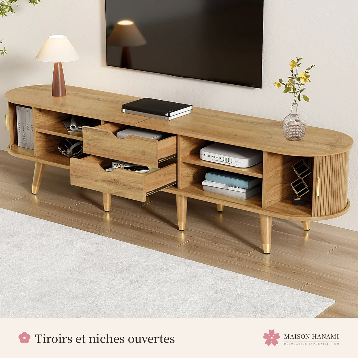 Meuble TV cannelé 175 cm