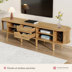Meuble TV cannelé 175 cm finition bois naturel – photo 3