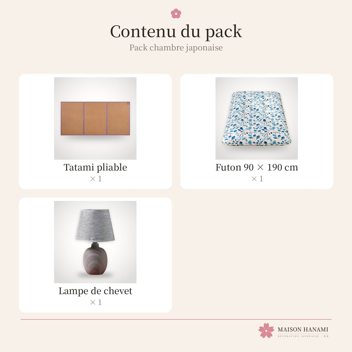 Pack chambre japonaise : contenu du pack