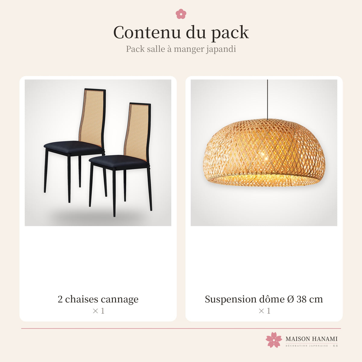 Pack salle à manger japandi : contenu du pack
