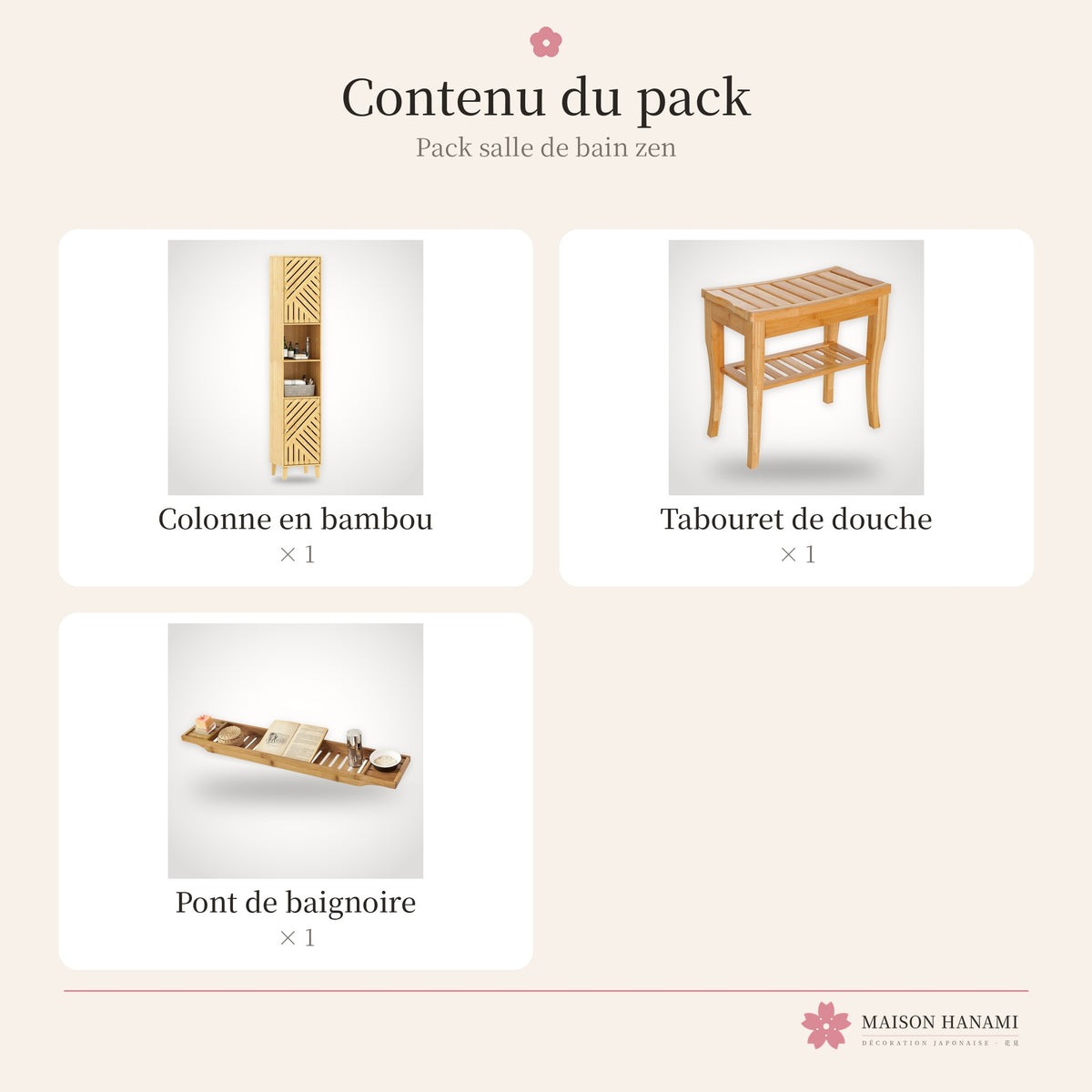 Pack salle de bain zen : contenu du pack